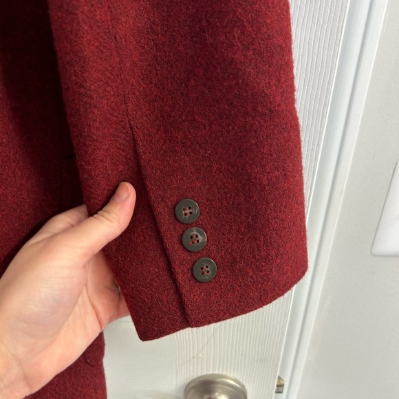 Eddie Bauer Vintage 100% Wool Blazer Pea Coat Red Size Petite XS Winter Ladies - Picture 4 of 10